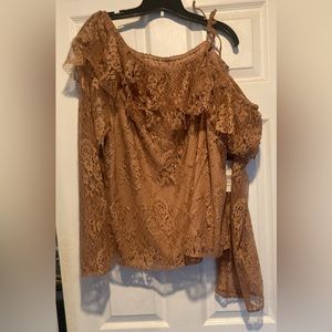 Shein curve off shoulder lace blouse